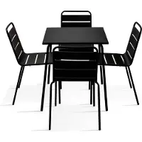 Oviala - Tuinset met tafel en 4 zwart stoelen - Palavas