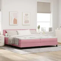Prolenta Maison Exclusive - LED boxspringbed met hoofdeinde, roze, 200 x 200 cm, fluweel