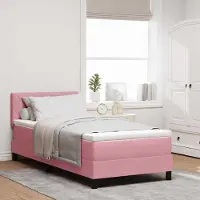 Prolenta Maison Exclusive - LED boxspringbed met LED-lichtstrips, roze, 90 x 200 cm, fluweel