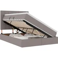 vidaXL LED opbergbed met matras Taupe 140 x 200 cm Stof