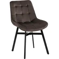 CLP Colby Eetkamerstoel - met leuning - keukenstoel - met zwart metalen frame - max. belasting 140 kg - Fluweel/bruin