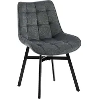 CLP Colby Eetkamerstoel - met leuning - keukenstoel - met zwart metalen frame - max. belasting 140 kg - Stof/donkergrijs