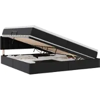 vidaXL Opbergbed met LED met opslag Lichtgrijs 200 x 200 cm Kunstleer