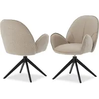 Homestyle4u Eetkamerstoel - set van 2 Beige - met armleuningen - draaibaar