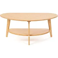 Needs&wants® need&wants salontafel 100% bamboe ovaal halfrond, woonkamertafel naturel hout, salontafel driepoot met plank opbergruimte