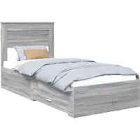 Syfax Bedframe Grijs Sonoma en Zilver 75 x 190 cm Bewerkt hout