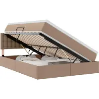 vidaXL Opbergbed met LED met matras Cappuccino 140 x 190 cm Kunstleer