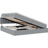 vidaXL LED opbergbed met matras Lichtgrijs 200 x 200 cm Stof