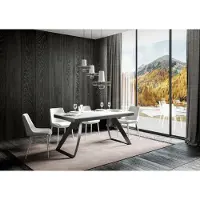 Itamoby - Uittrekbare eettafel 180/284x90 cm, model Proxy Evolution, beukenfineer wit, frame en poten antraciet