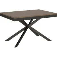 Ityhome - Uittrektafel 120/380x90 cm, frame en poten in antraciet, blad in "Plaker Evolution" notenhout