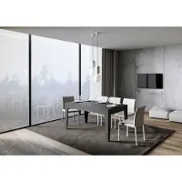 Itamoby - Uitschuifbare eettafel 160/220x90 cm, Cico-effect, antraciet, gespoten afwerking