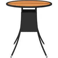 Syfax Tuintafel Ø70 cm poly rattan en massief acaciahout zwart