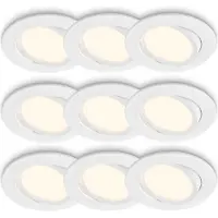 Briloner Piwo – Set van 9 LED Inbouwspots – draaibaar – 3.000K warm wit licht – wit – Ø8cm