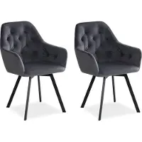 Homestyle4u Set van 2 gestoffeerde stoelen, fluweel, grijs, modern, eetkamerstoelen, gestoffeerde fauteuil, draaistoel, fauteuil, armleunstoelen