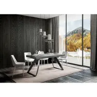 Itamoby - Uittrekbare eettafel 200/304x90 cm, model Proxy, cementlook tafelpoten, antracietkleur