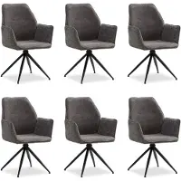 Homestyle4u Eetkamerstoelen - 6 Stoelen - met armleuningen - Draaibare - Chenille Wol Grijs