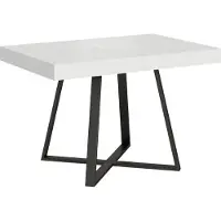Ityhome - Uittrektafel 120/204x80 cm, model Abbraccio, esdoornhout, wit blad, antraciet poten