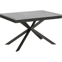 Ityhome - Uittrektafel 180/284x90 cm, Plaker Evolution, cementkleurig blad, antracietkleurig frame en poten