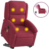 Syfax Sta-op-massagestoel elektrisch verstelbaar fluweel wijnrood