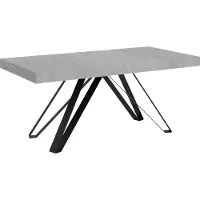 Ityhome - Uittrektafel 180/440x90 cm, Terium, cementlook, tafelpoten in antraciet