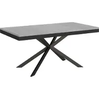 Ityhome - Uittrektafel 160/420 x 90 cm, Plaker Evolution, cementkleurig blad, antracietkleurig frame en poten