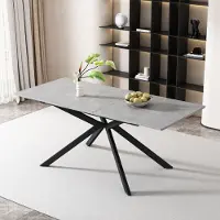 Flieks Rechthoekige eettafel met metalen poten, eettafel voor de eetkamer of keuken, uitschuifbare en uitbreidbare tafel, werktafel met X-vormige poten, 180x70x76 cm, zwart