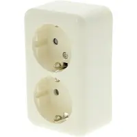 Q-Link Contactdoos Opbouw 2Voudig Kindbev Randaarde - Creme