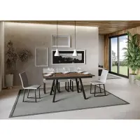 Itamoby - Uitschuifbare eettafel 160/220x90 cm. Onderstel en poten van Mirhi notenhout, blad in antraciet