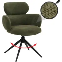 Mendler Eetkamerstoel -O77, keukenstoel, gestoffeerde stoel, draaibaar met automatische terugkeer, stof (310 g/m²) chenille, Oeko-Tex ~ olijfgroen