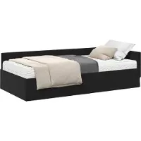 Syfax Hoekbedframe met Matras 2 st Zwart 90 x 190 cm Fluweel