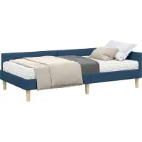Syfax Hoekbedframe met Matras 2 st Blauw 100 x 200 cm Stof