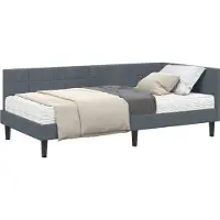 Syfax Hoekbedframe met Matras 2 st Donkergrijs 100 x 200 cm Fluweel