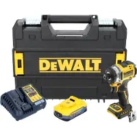 DeWalt DCF 860 H1T accu-slagmoersleutel 18 V 282 Nm 1/4" borstelloos + 1x Powerstack-accu 5,0 Ah + oplader + TSTAK