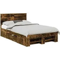 Syfax Bedframe met hoofdeinde Gerookt eiken 120 x 200 cm Bewerkt hout
