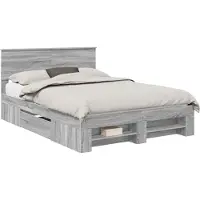 vidaXL Bedframe met hoofdeinde Grijs Sonoma 160 x 200 cm Bewerkt hout