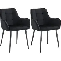 CLP Set van 2 eetkamerstoelen Ferndale, fluweel - zwart