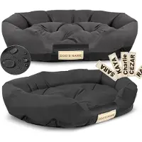 AIO Factory - Ovale Waterdichte Hondenmand - 130x105 cm - Personaliseerbaar - Zwart