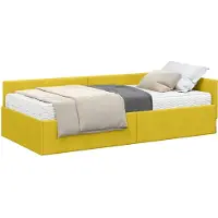 Syfax Hoekbedframe met Matras 2 st Geel 80 x 200 cm Fluweel