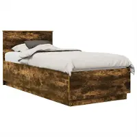 Syfax Bedframe met hoofdeinde Gerookt eiken 70 x 190 cm Bewerkt hout