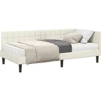 Syfax Hoekbedframe met Matras 2 st Crème 90 x 200 cm Fluweel