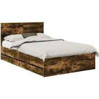 Syfax Bedframe met lade Gerookt eiken 135 x 190 cm Ingenieurshout