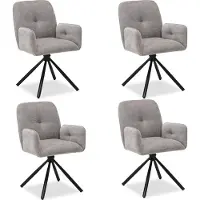 Homestyle4u Eetkamerstoel van Linnen - Set van 4 stoelen - Grijs - met armleuningen - draaibaar