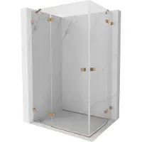Mexen Lunar Duo openslaande douchecabine links 100 x 95 cm, transparant, geborsteld koper - 834-100L-095P-65-00