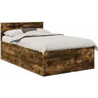 Syfax Bedframe met hoofdeinde Gerookt eiken 120 x 200 cm Bewerkt hout