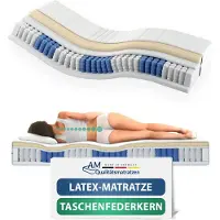 AM Qualitätsmatratzen - Latex matras 180x200cm - Gemiddeld (H3) - Latex pocketveringmatras - Matras met geïntegreerde 4cm latex deklaag - 24cm hoogte - Made in Germany