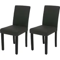 Mendler Set van 2 eetkamerstoelen HWC-O65d, keukenstoelen, gestoffeerde stoelen, stoelen met rugleuning, kunstleer donkergrijs