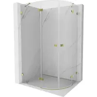 Mexen Lunar halfronde douchecabine scharnierend links 100 x 90 cm, transparant, goud - 833-100L-090P-50-00