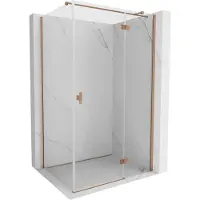 Mexen Mist-H T douchecabine, scharnierend, rechts, 110 x 120 , transparant, geborsteld koper - 8A5T-110-120-65-00-P