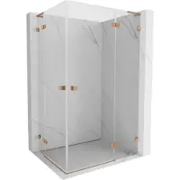 Mexen Lunar L Dubbele doucheruimte rechts 120 x 90 , transparant, geborsteld koper - 834L-120P-090L-65-00