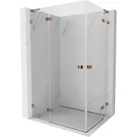 Mexen Lunar L Duo douchecabine scharnierend links 120 x 90 cm, transparant, roze goud - 834L-120L-090P-60-00
